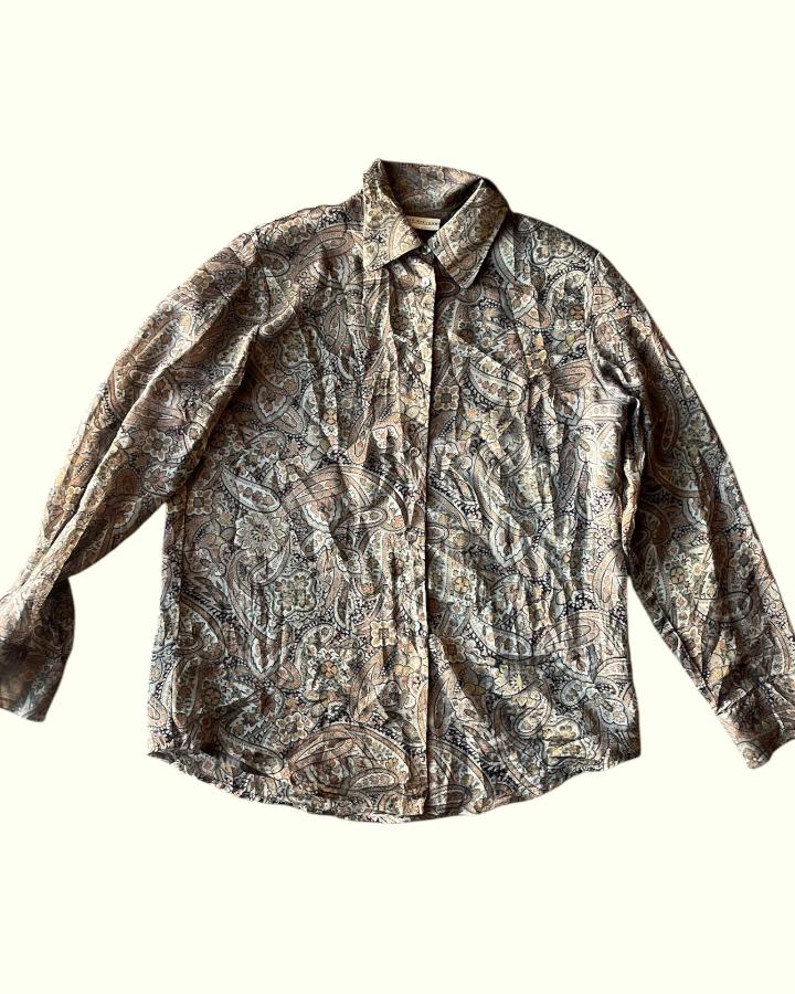 Vintage Brown Boho Button Down Blouse