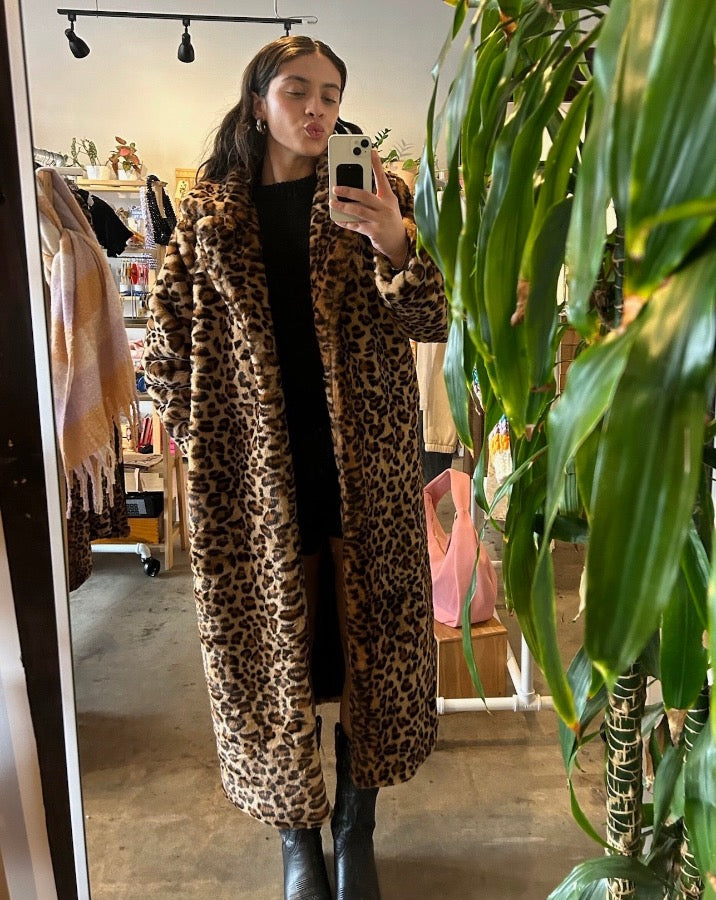 Elvie Faux Fur Leopard Coat