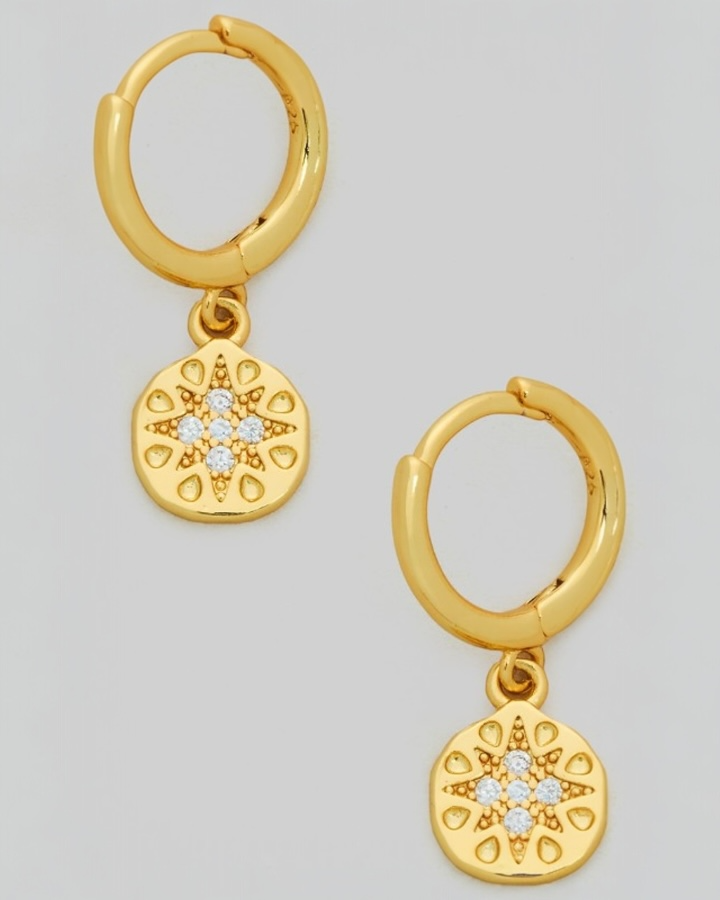 Dainty Brass Huggies With Cz Star Charm