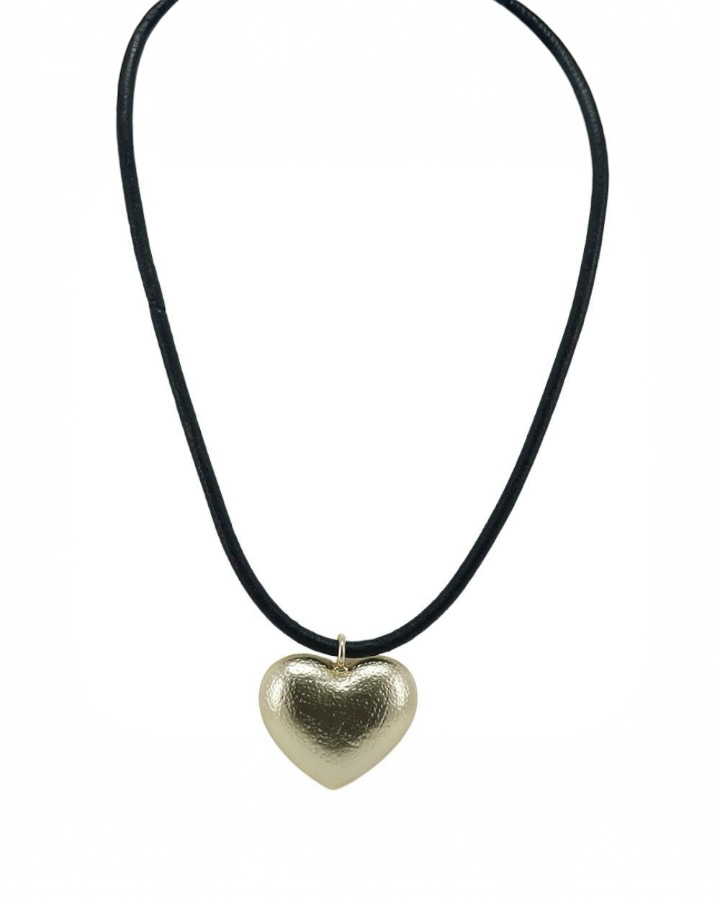 Puffy Heart Metal Pendant Necklace