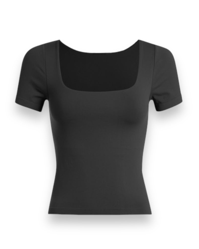 Black Square Neck Brenda Tee