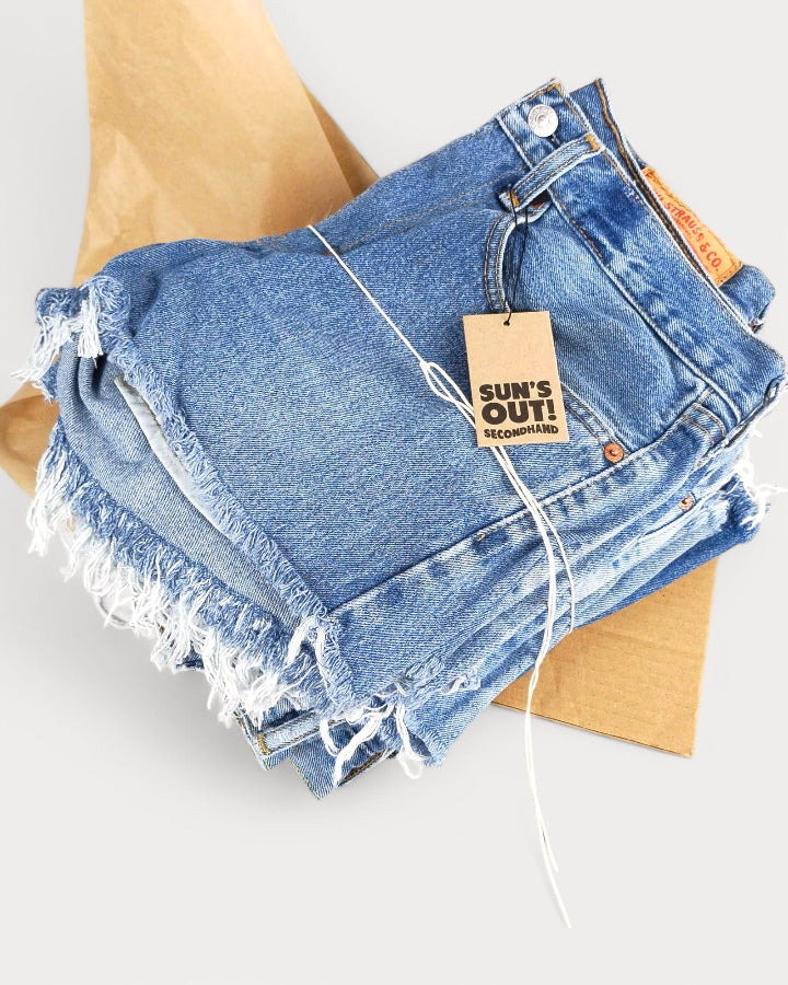 Low-Rise Upcycled Denim Shorts