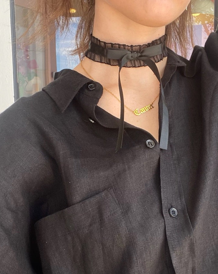 Black Chiffon Bow Choker