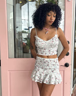 Knit Floral Ruffle Skirt