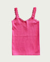 Rosy Pink Ribbed Seamless Lace Trim Tank Top
