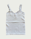 White Ribbed Seamless Lace Trim Tank Top
