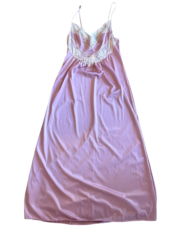 Vintage Blush Maxi Dress w/ Lace Detail