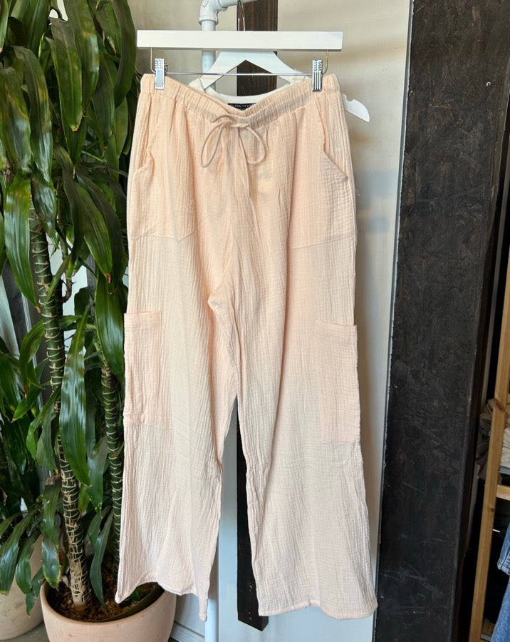 Pink Gauze Cargo Pants