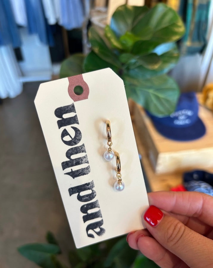 Pearl Drop Gold Huggie Earring