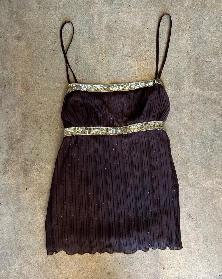 Vintage Brown Sequin Trim Cami