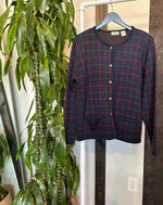 Vintage Navy Checkered Cardigan
