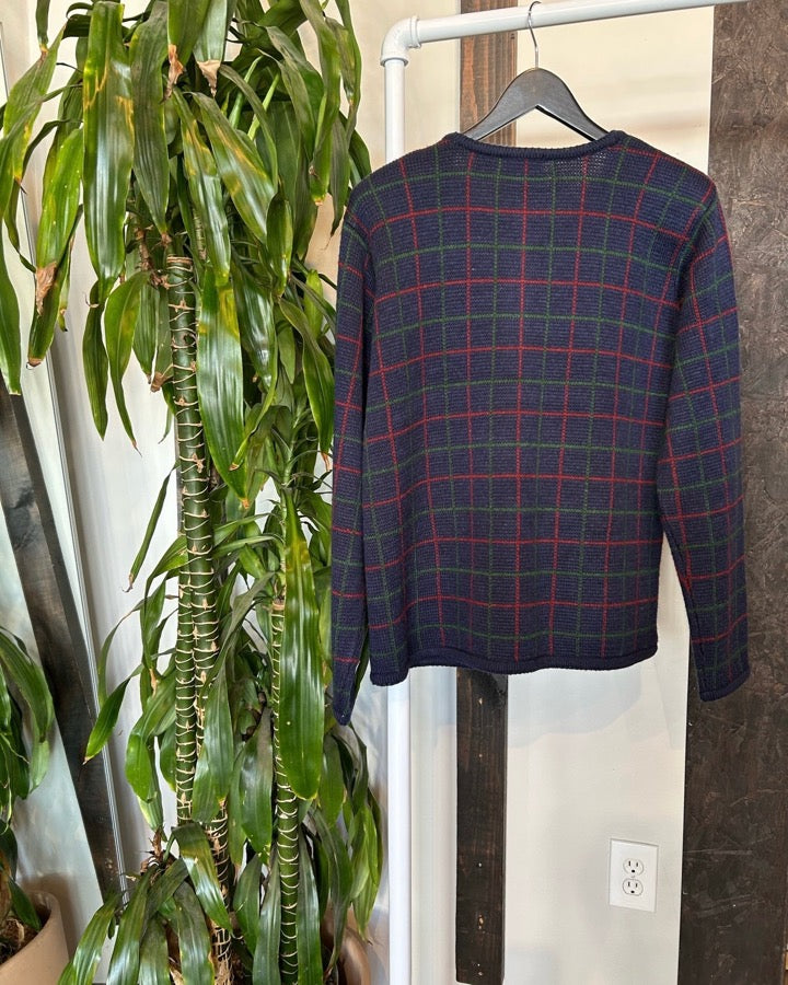 Vintage Navy Checkered Cardigan
