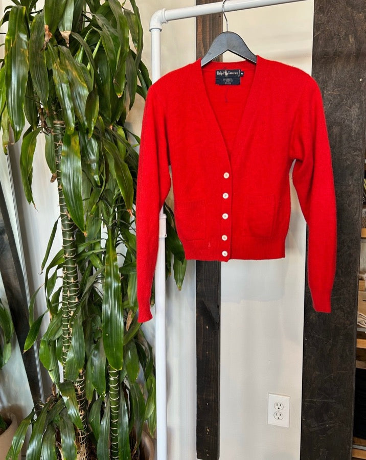 Vintage Cherry Red Cardigan