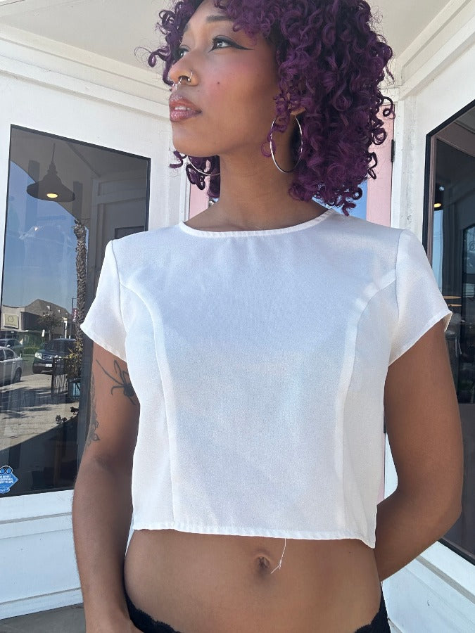 Cropped White Blouse