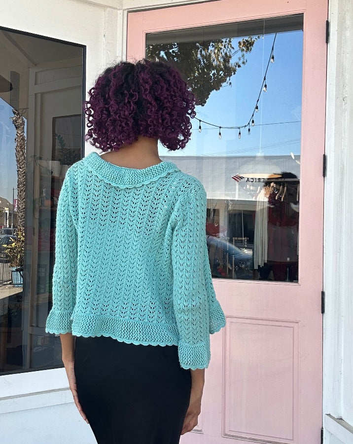 Vintage Teal Crochet Cardigan