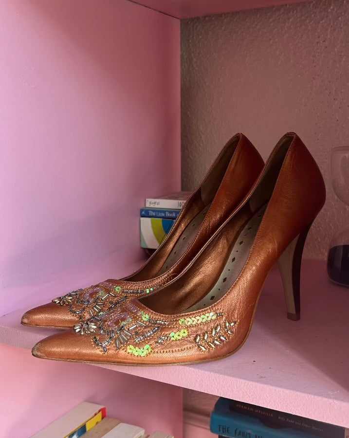 Vintage BCBG Beaded Heels