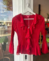 Vintage Red Ruffle Top