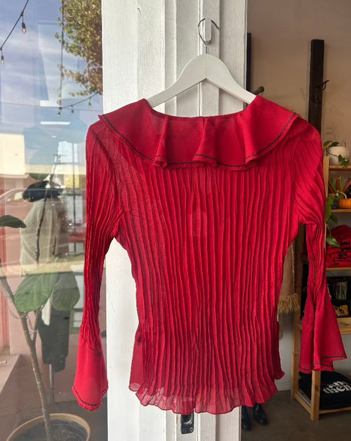 Vintage Red Ruffle Top