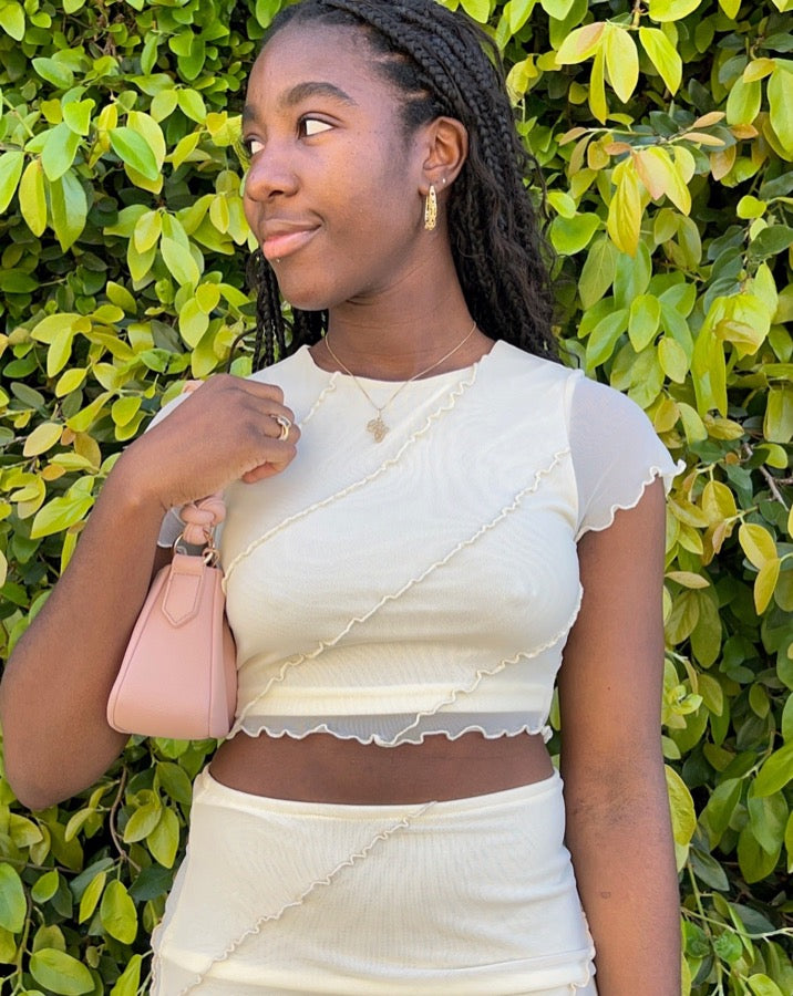 Vanilla Mesh Crop Top