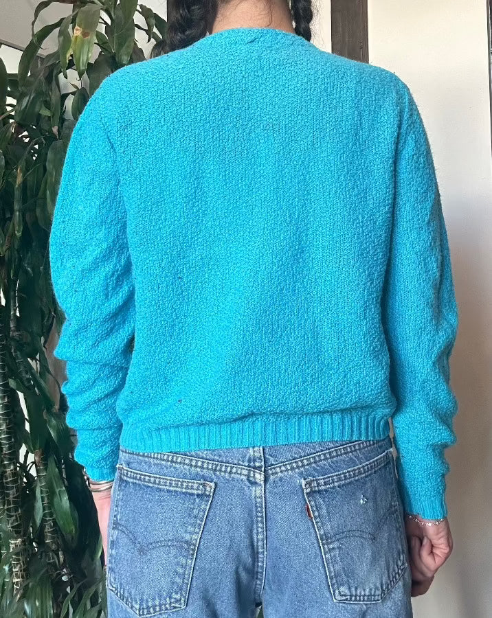 Vintage Acrylic Teal Cardigan