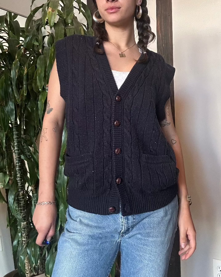 Navy Button Down Sweater Vest