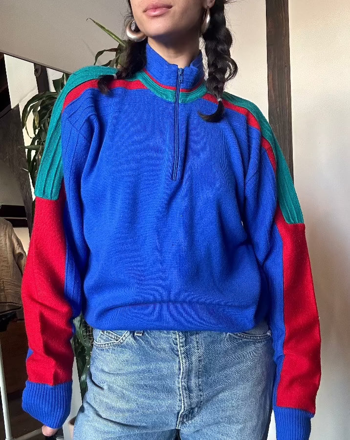 Vintage Primary 3/4 Zip Sweater