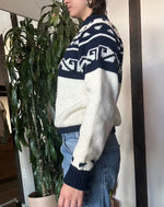 Vintage Navy & Cream Winter Sweater