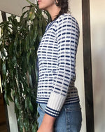 Geometric Blue and White Cardigan