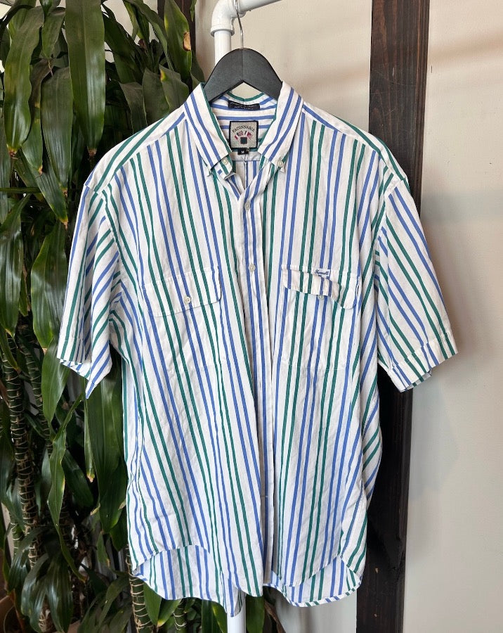 Vintage Blue and Green Striped Button Down
