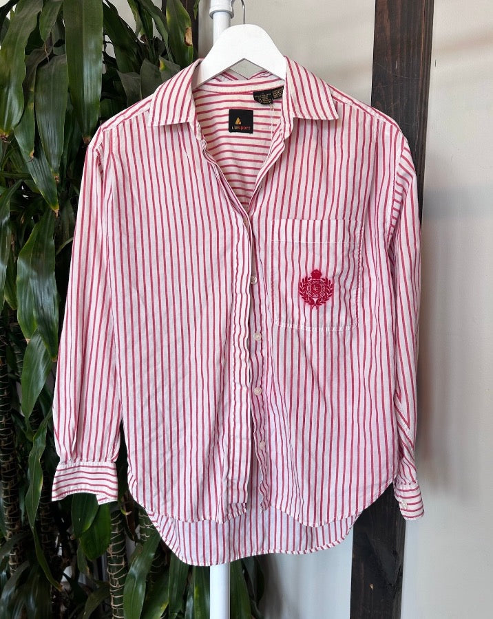 Vintage Red Striped Button Up