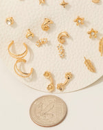 10Pc Flowers Stars Moon And Hearts Earrings Set
