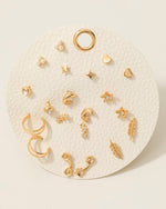 10Pc Flowers Stars Moon And Hearts Earrings Set