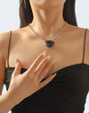 Love Bead Chain Heart Pendant Necklace