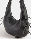 Black Zipper Crescent Shoulder Bag