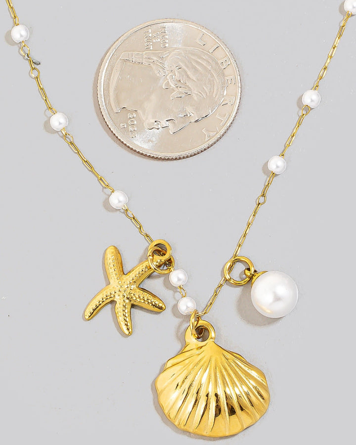 Pearl and Shell Charm Necklace