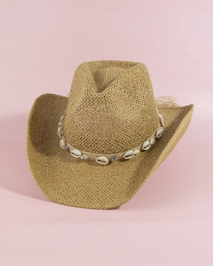 Cowrie Shell Straw Cowboy Hat – And Then LB