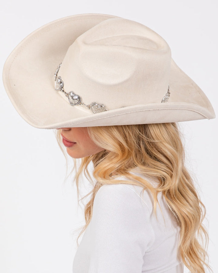 Silver Heart Charm Cowboy Hat
