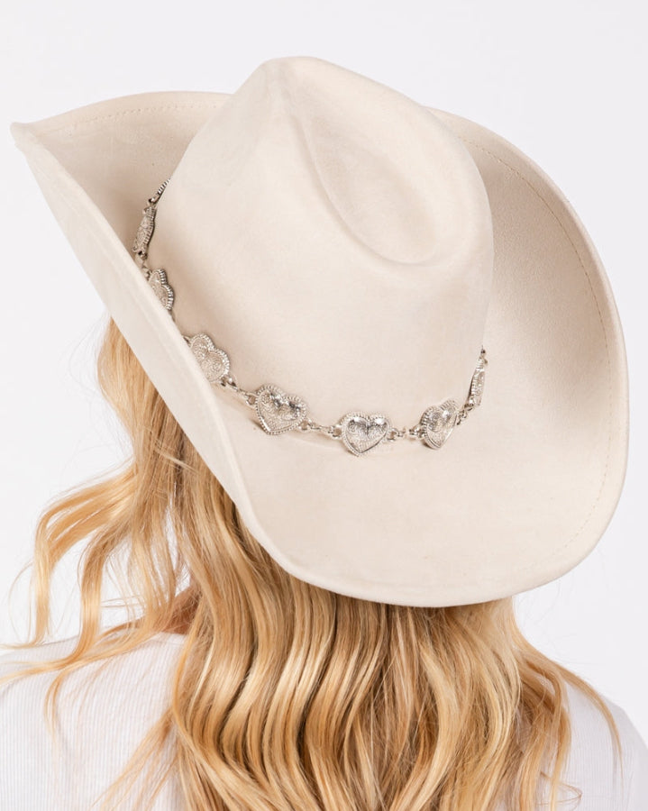 Silver Heart Charm Cowboy Hat