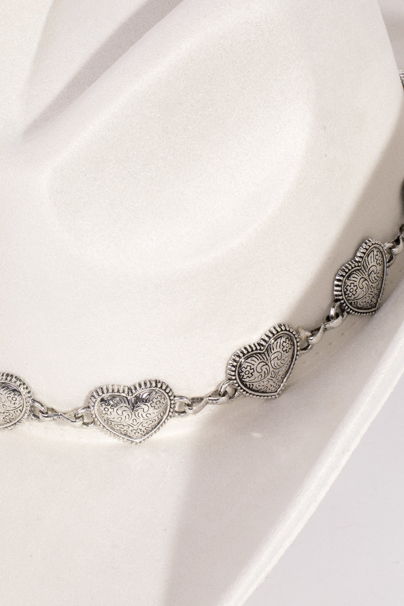 Silver Heart Charm Cowboy Hat