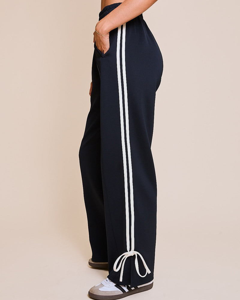 Navy Bow Side Track Pants