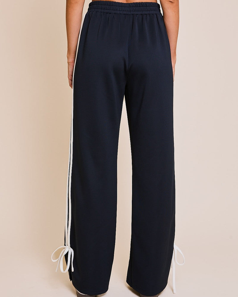Navy Bow Side Track Pants