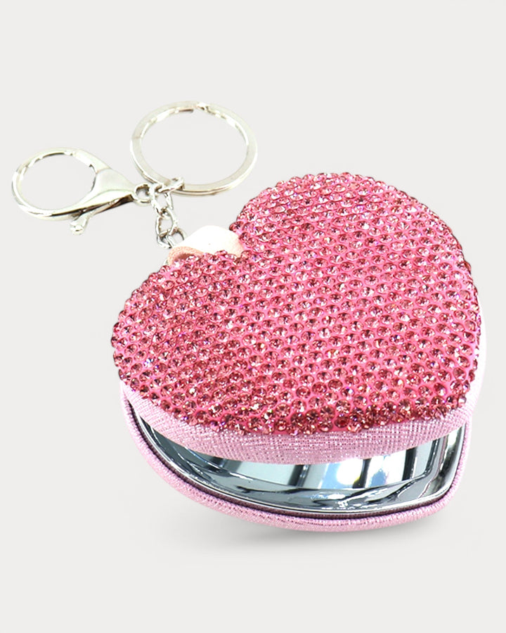 Pink Sparkle Heart Compact Bag Charm