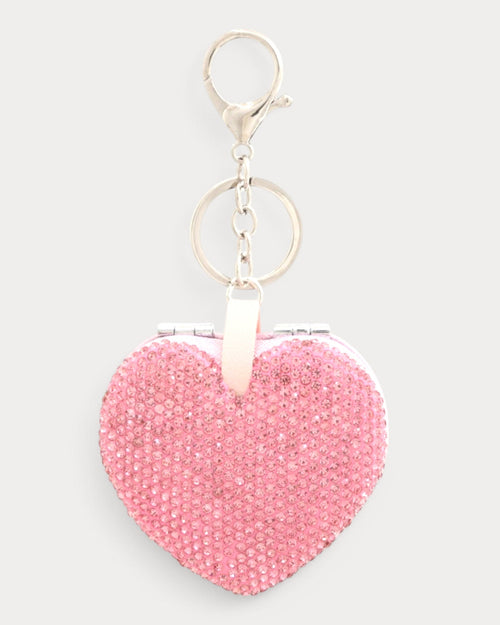 Pink Sparkle Heart Compact Bag Charm
