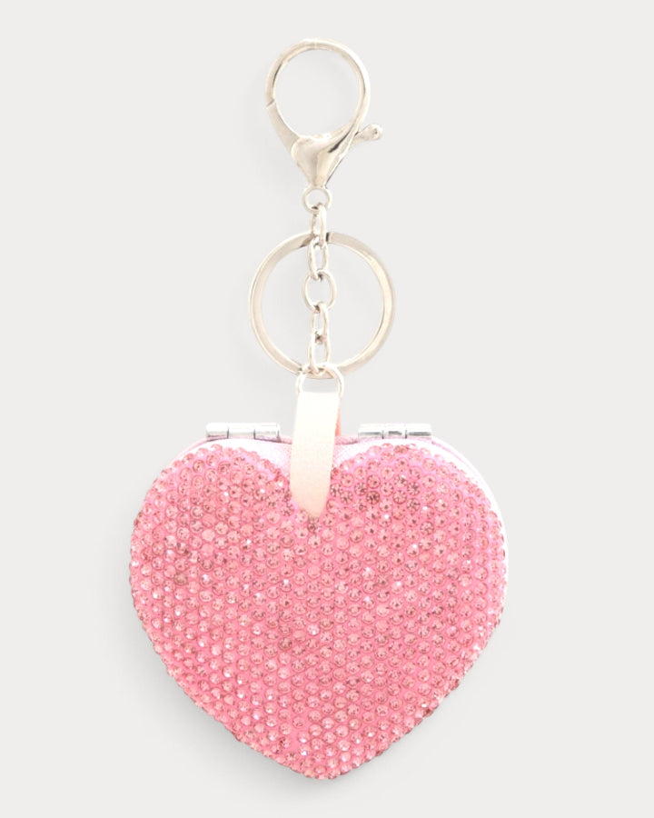 Pink Sparkle Heart Compact Bag Charm
