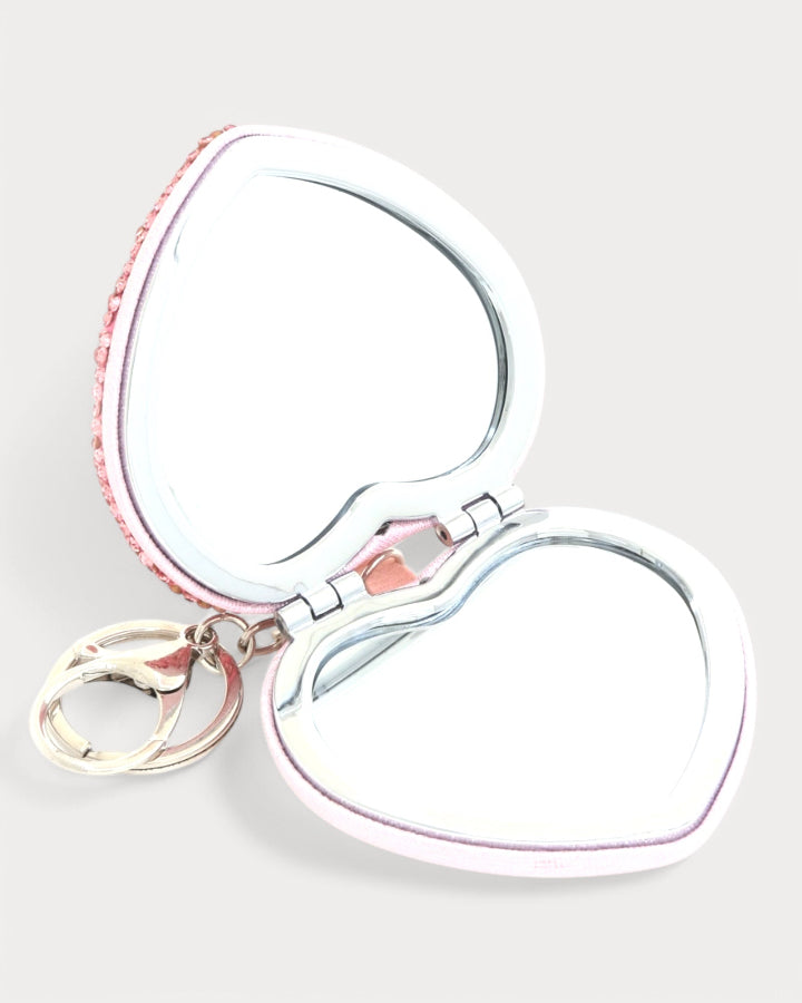 Pink Sparkle Heart Compact Bag Charm