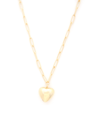 Puffy Heart Oval Link Necklace