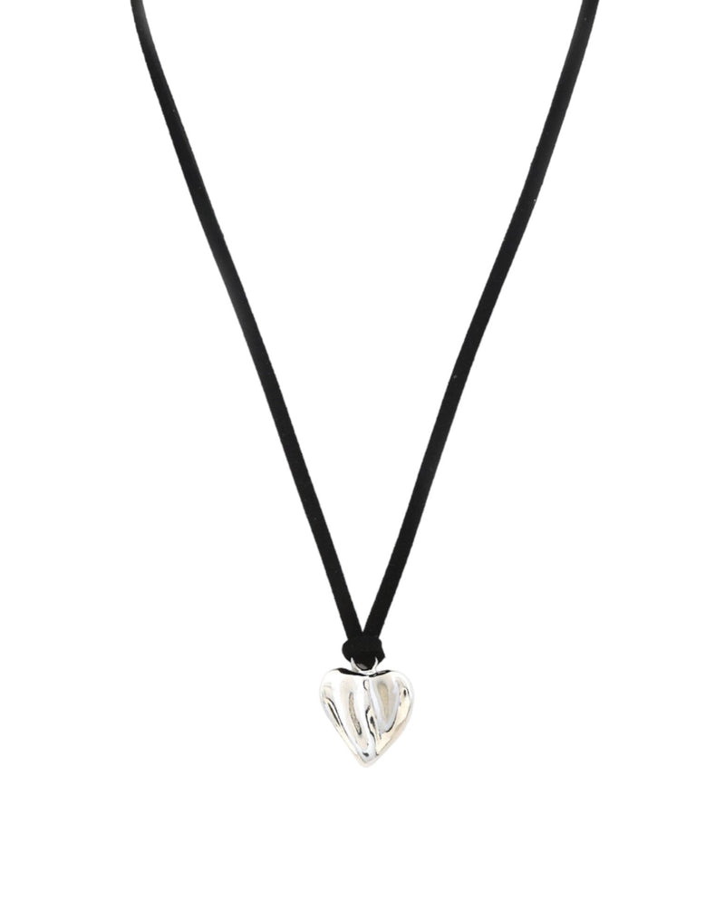 Silver Heart Suede Choker