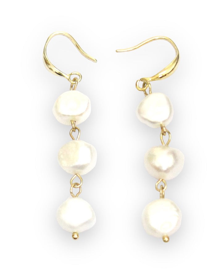 Gold Pearl Drop Dangle Earrings