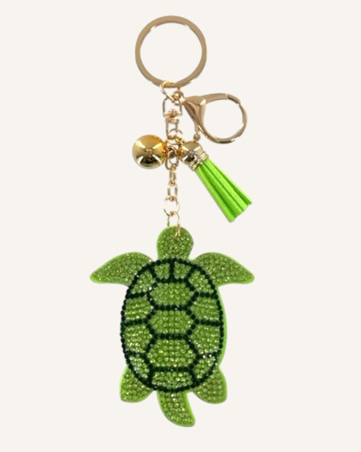 Sparkle Green Turtle Keychain