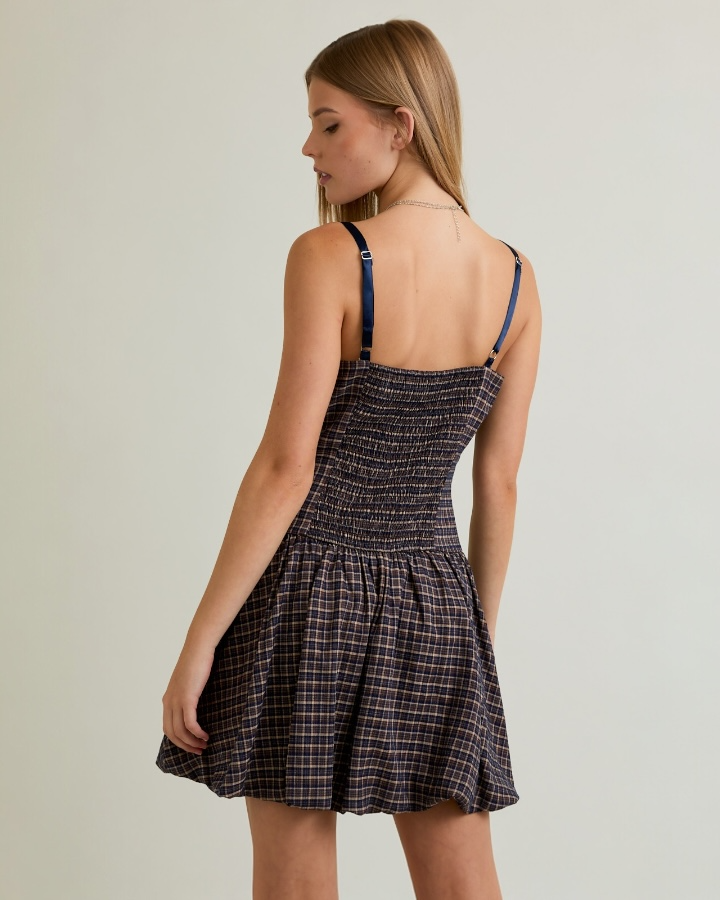 Plaid Bubble Mini Dress